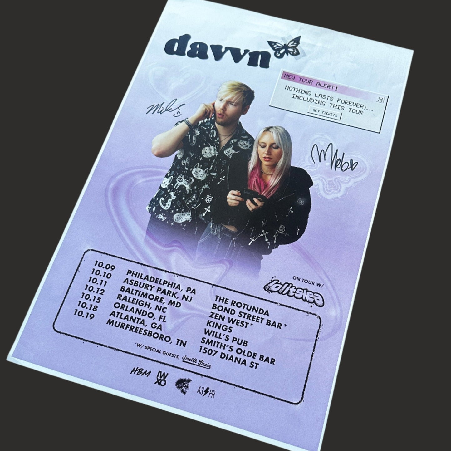 davvn - *signed* Tour poster - "Nothing Lasts Forever"